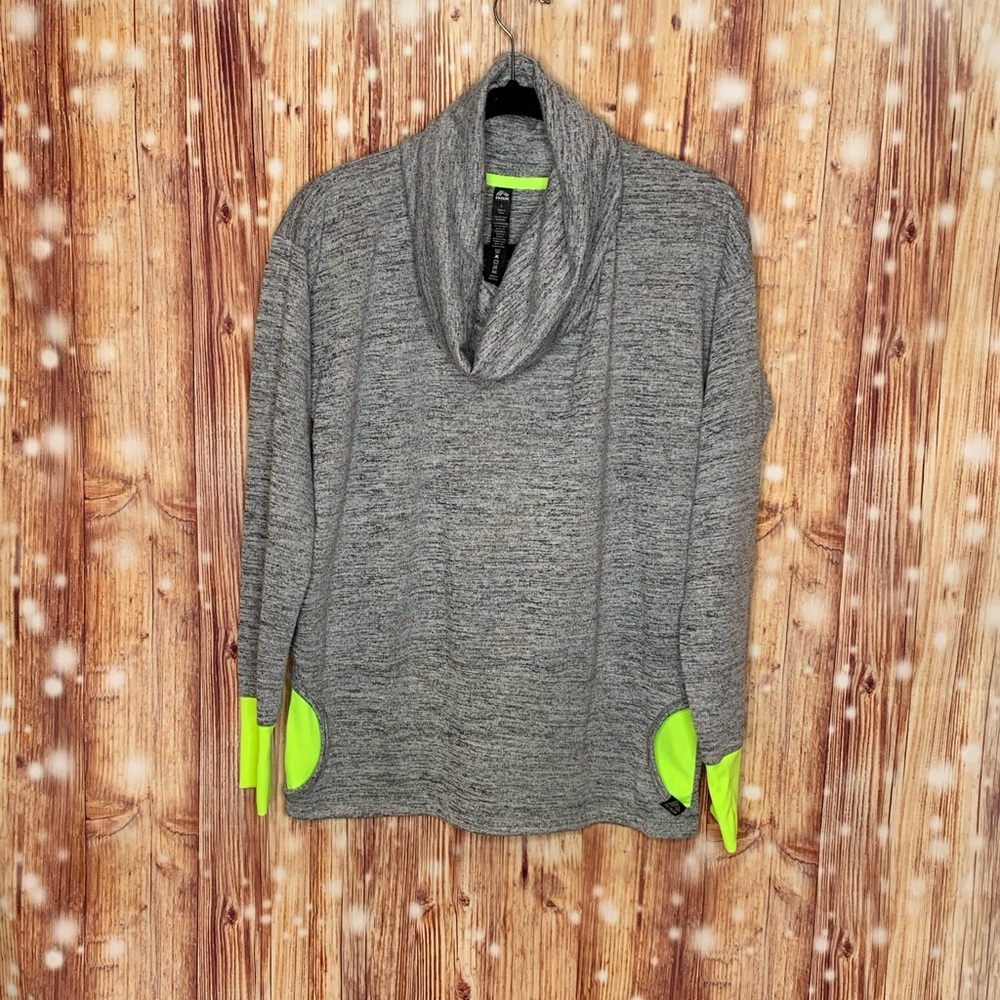 RBX Sweatshirt Pullover Size Large. Cowl Neck Kangaroo Pockets Thumb Holes